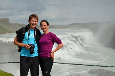 Společné foto u vodopádu Gullfoss