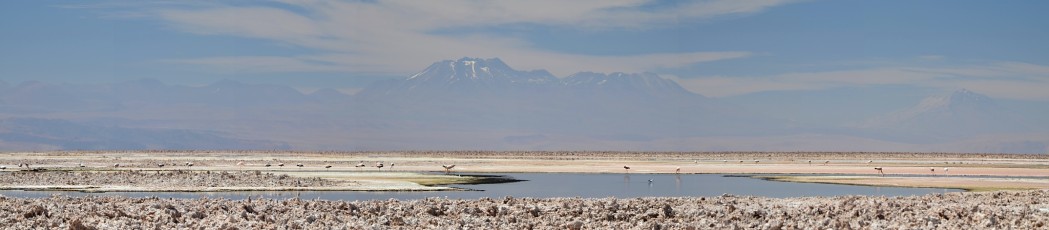 Panoramatický pohled na jezero Chaxa