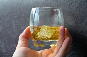 Kus ledovce ve skleničce whiskey