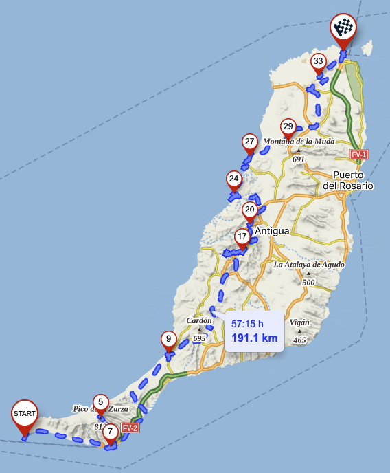 Fuerteventura 2026 - mapa treku